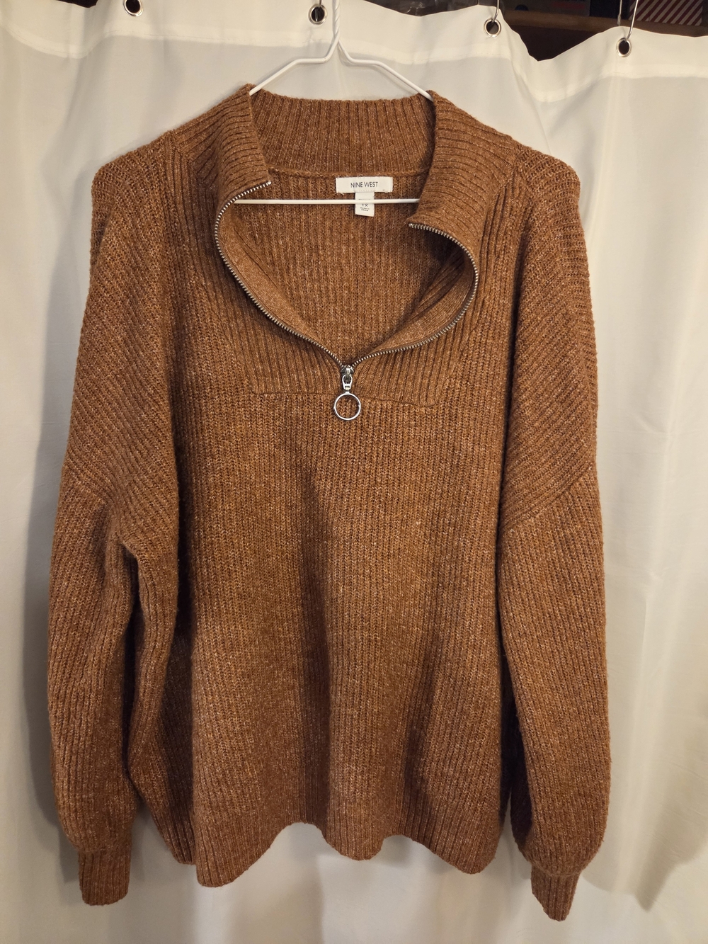 Nine West Women’s Quarter-Zip Brown Sweater